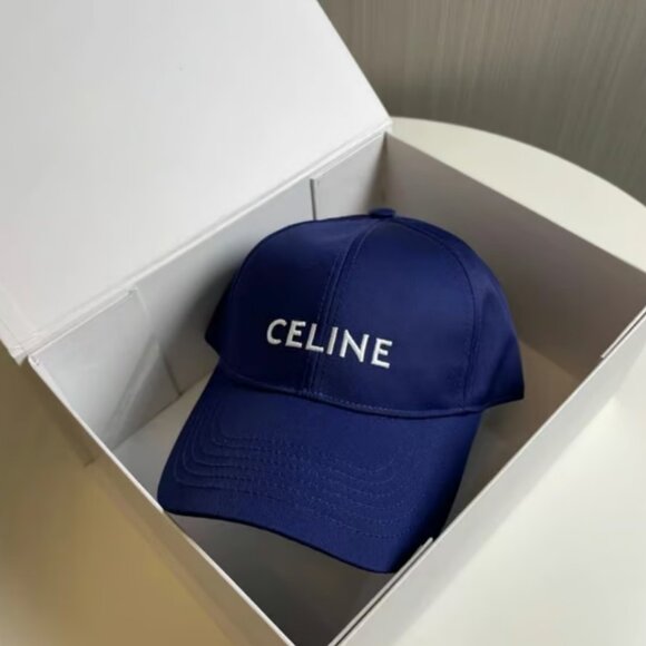 New CELINE logo cap bucket hat navy